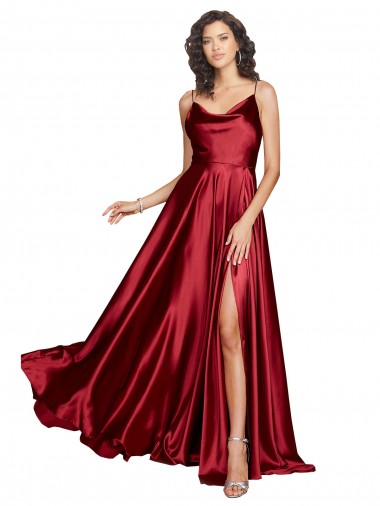 Cheapest Silky Satin A-Line Long Sleeveless Low Back Black Tie Evening Dress Canada