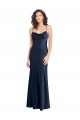 Cheapest Stretch Satin A-Line Long Sleeveless Open Back Black Tie Evening Dress Canada