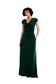 Cheapest Stretch Velvet A-Line Long Cap Sleeves Black Tie Evening Dress Canada