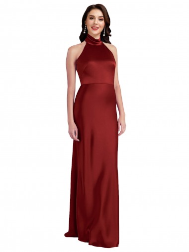Cheapest Stretch Satin A-Line Long Sleeveless Backless Black Tie Evening Dress Canada