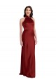Cheapest Stretch Satin A-Line Long Sleeveless Backless Black Tie Evening Dress Canada