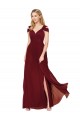 Cheapest Soft Chiffon A-Line Long Sleeveless Side Slit Prom Dresses Canada