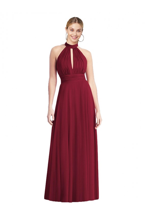 Cheapest Soft Chiffon A-Line Sleeveless Burgundy Semi Formal Evening Dress Canada
