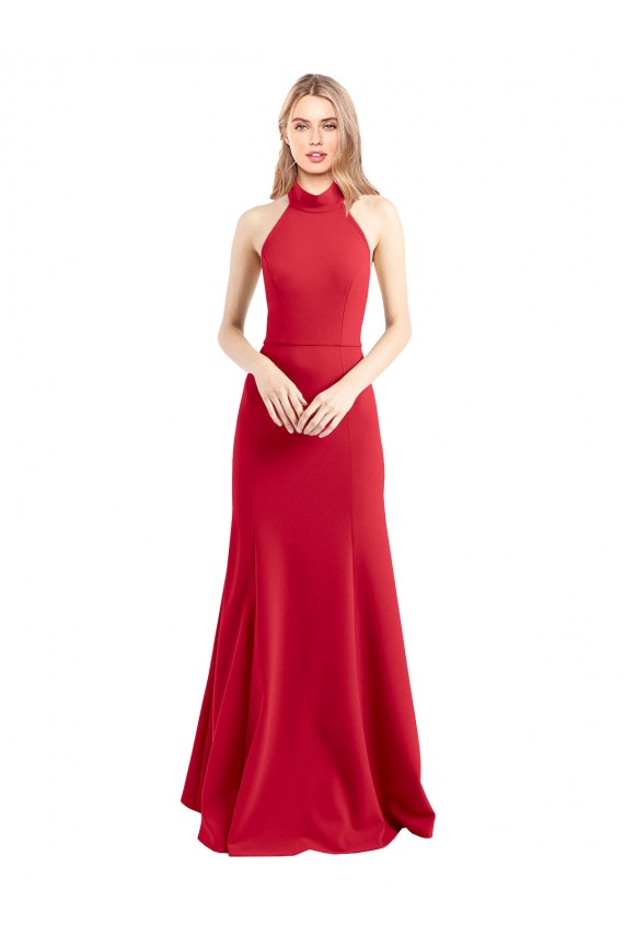 Cheapest Stretch Crepe A-Line Long Sleeveless Open Back Formal Evening Dress Canada