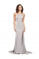 Cheapest Stretch Satin A-Line Sweep Train Sleeveless Low Back Formal Evening Dress Canada