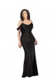 Cheapest Silky Satin Long Sleeveless Off the Shoulder Low Back Prom Dresses Canada