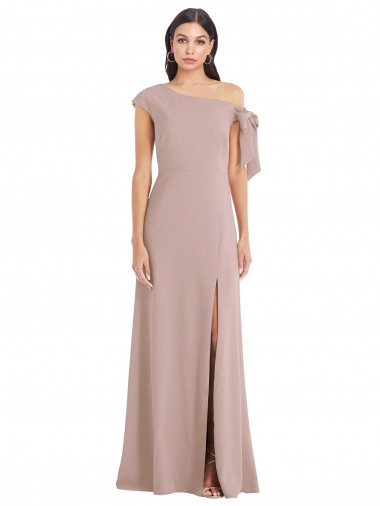 Cheapest Stretch Crepe A-Line Long Sleeveless Front Slit Prom Dresses Canada