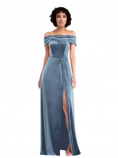 Cheapest Stretch Velvet A-Line Long Sleeveless Semi Formal Evening Dress Canada