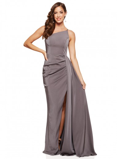 Cheapest Silky Satin A-Line Long Sleeveless Formal Evening Gown Canada