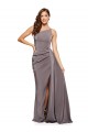 Cheapest Silky Satin A-Line Long Sleeveless Formal Evening Gown Canada