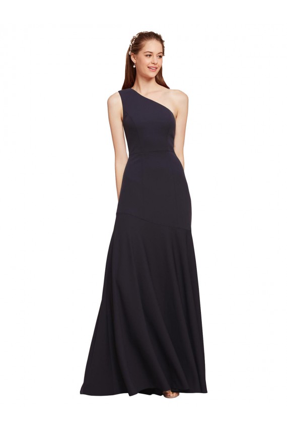 Cheapest Stretch Crepe A-Line Long Sleeveless Dark Navy Prom Dresses Canada