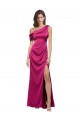 Cheapest Stretch Satin A-Line Long Sleeveless Fuchsia Prom Dresses Canada