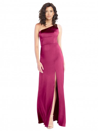 Cheapest Stretch Satin A-Line Long Sleeveless Open Back Fuchsia Prom Dresses Canada