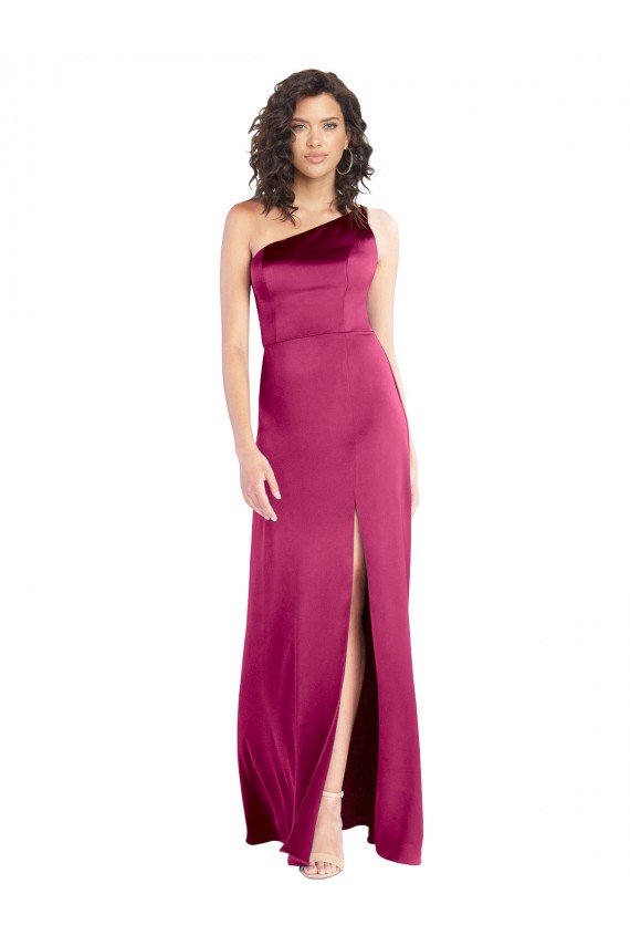 Cheapest Stretch Satin A-Line Long Sleeveless Open Back Fuchsia Prom Dresses Canada