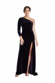 Cheapest Stretch Velvet A-Line Sweep Train Long Sleeves Formal Evening Dress Canada