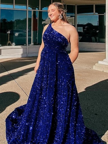 Cheapest Velvet Sequin A-Line Sweep Train Sleeveless Evening Dress Canada