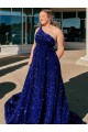 Cheapest Velvet Sequin A-Line Sweep Train Sleeveless Evening Dress Canada