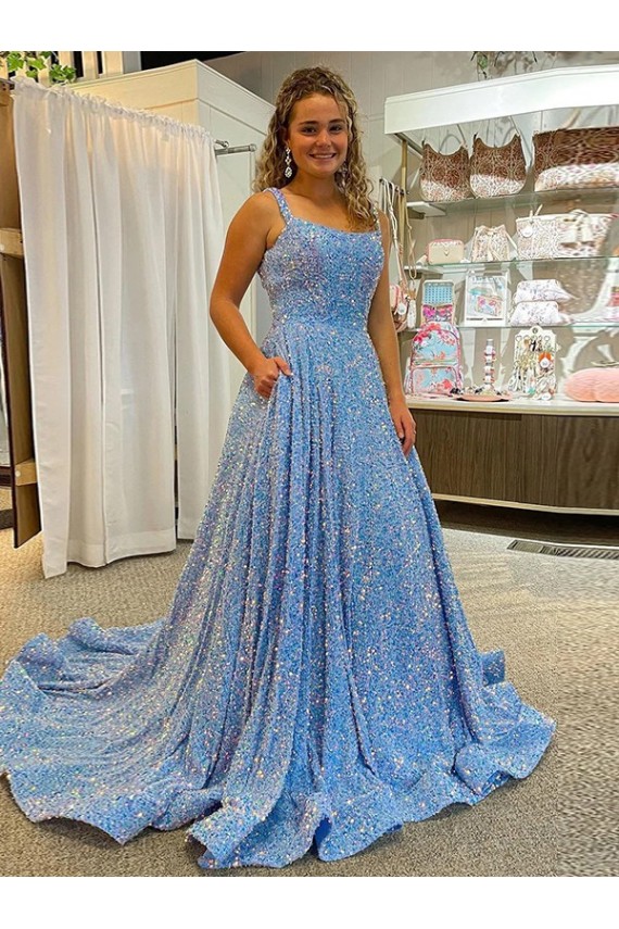 Cheapest Velvet Sequin Court Train Sleeveless Evening Dress Canada