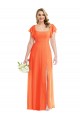 Cheapest Soft Chiffon A-Line Long Flutter Sleeves Open Back Semi Formal Evening Dress Canada