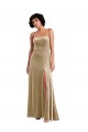 Cheapest Stretch Velvet A-Line Long Sleeveless Low Back Front Slit Prom Dresses Canada