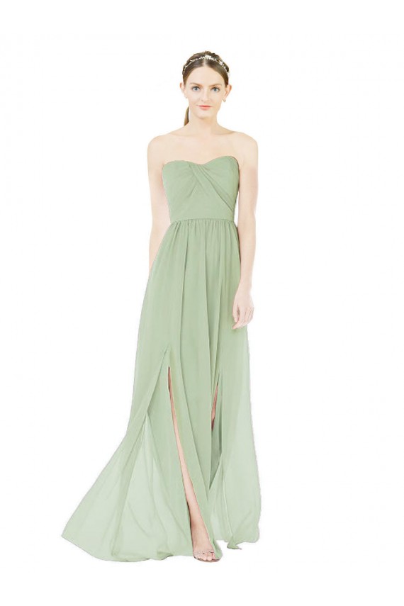 Cheapest Soft Chiffon Long Sleeveless Low Back Front Slit Evening Dresses Canada