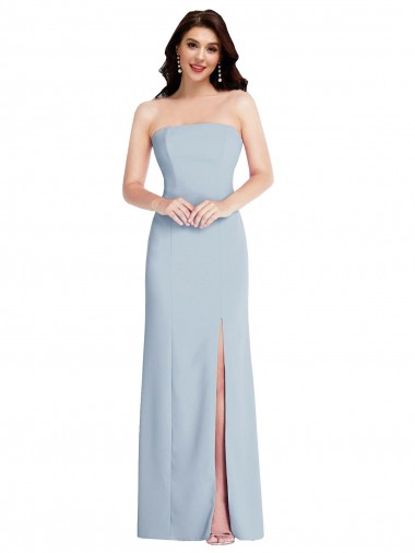 Cheapest Stretch Crepe A-Line Long Sleeveless Low Back Front Slit Prom Dresses Canada
