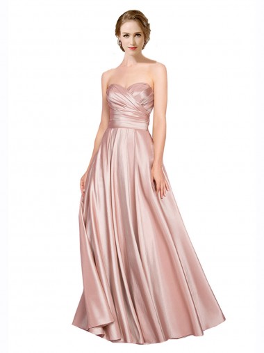 Cheapest Stretch Satin A-Line Long Sleeveless Low Back Evening Dress Canada