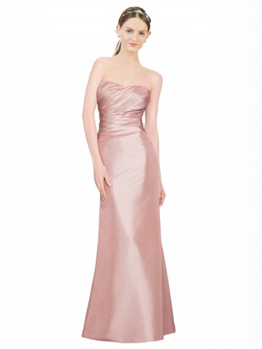 Cheapest Stretch Satin A-Line Long Sleeveless Sweetheart Low Back Prom Dresses Canada