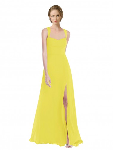 Cheapest Soft Chiffon A-Line Long Sleeveless Semi Formal Evening Dress Canada
