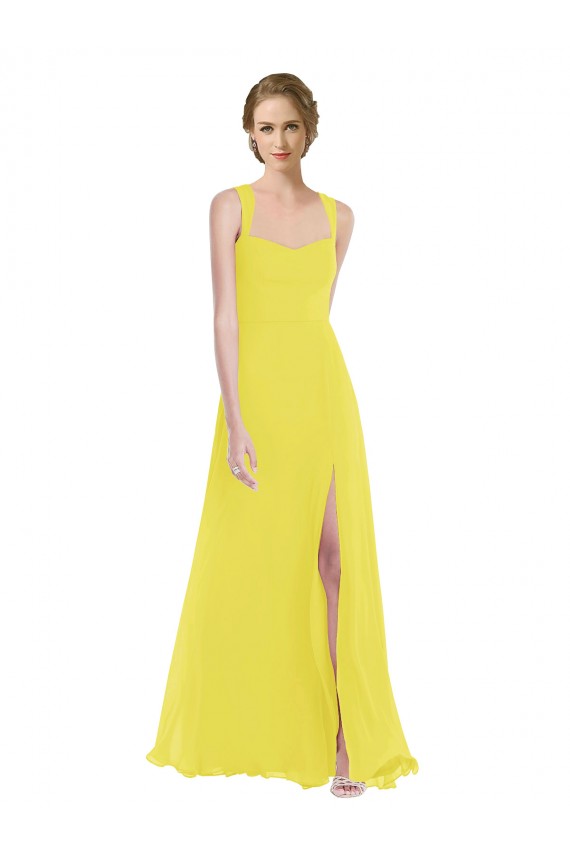 Cheapest Soft Chiffon A-Line Long Sleeveless Semi Formal Evening Dress Canada