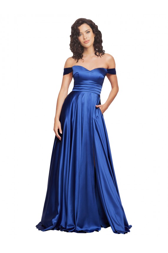 Cheapest Stretch Satin A-Line Sweep Train Sleeveless Formal Evening Dress Canada