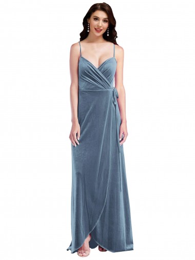 Cheapest Stretch Velvet A-Line Long Sleeveless Low Back Semi Formal Evening Dress Canada