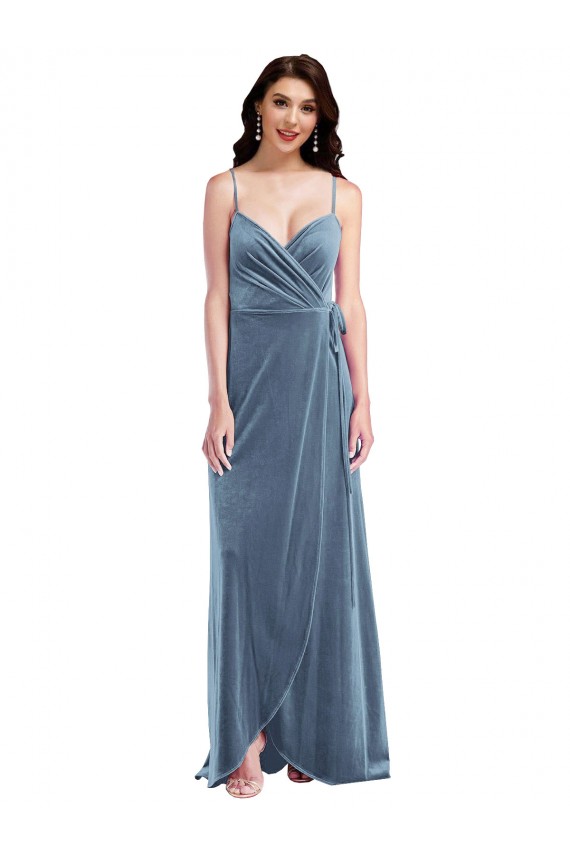 Cheapest Stretch Velvet A-Line Long Sleeveless Low Back Semi Formal Evening Dress Canada