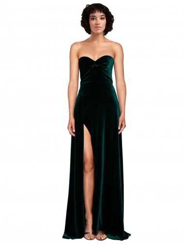 Cheapest Stretch Velvet A-Line Sweep Train Sleeveless Low Back Semi Formal Evening Dress Canada