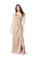Cheapest Silky Satin A-Line Long Sleeveless Low Back Champagne Pink Prom Dresses Canada