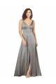Cheapest Silky Satin A-Line Long Sleeveless Pearl Grey Formal Evening Dress Canada