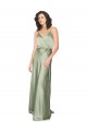 Cheapest Silky Satin A-Line Long Sleeveless V-Back Formal Evening Dress Canada