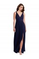 Cheapest Soft Chiffon A-Line Long Sleeveless V-Back Front Slit Evening Dresses Canada