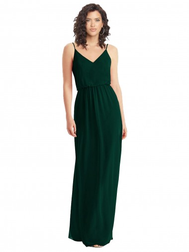 Cheapest Soft Chiffon A-Line Long Sleeveless Low Back Ever Green Evening Dresses Canada