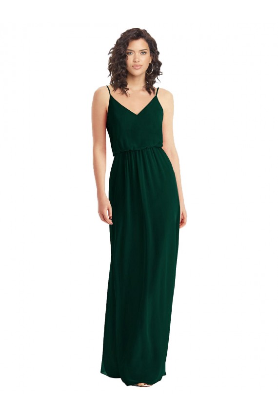 Cheapest Soft Chiffon A-Line Long Sleeveless Low Back Ever Green Evening Dresses Canada