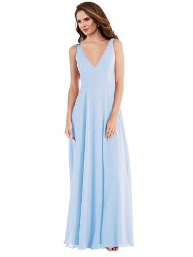 Cheapest Soft Chiffon Long Sleeveless Semi Formal Evening Dress Canada