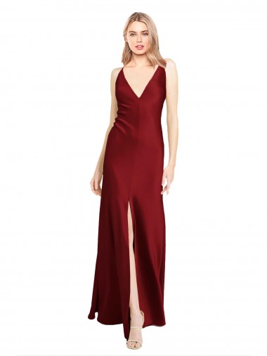 Cheapest Stretch Satin A-Line Long Sleeveless V-Back Black Tie Evening Dress Canada
