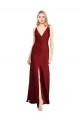 Cheapest Stretch Satin A-Line Long Sleeveless V-Back Black Tie Evening Dress Canada