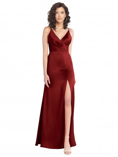 Cheapest Stretch Satin A-Line Long Sleeveless V-Back Formal Dress Canada