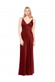 Cheapest Stretch Satin A-Line Long Sleeveless V-Back Burgundy Prom Dresses Canada