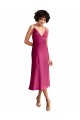 Cheapest Stretch Satin A-Line Midi Length Sleeveless Low Back Formal Evening Dress Canada