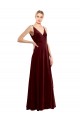 Cheapest Stretch Velvet A-Line Long Sleeveless V-Back Evening Dress Canada
