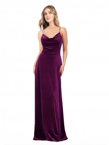 Cheapest Stretch Velvet A-Line Long Sleeveless Criss Cross Back Formal Evening Dress Canada