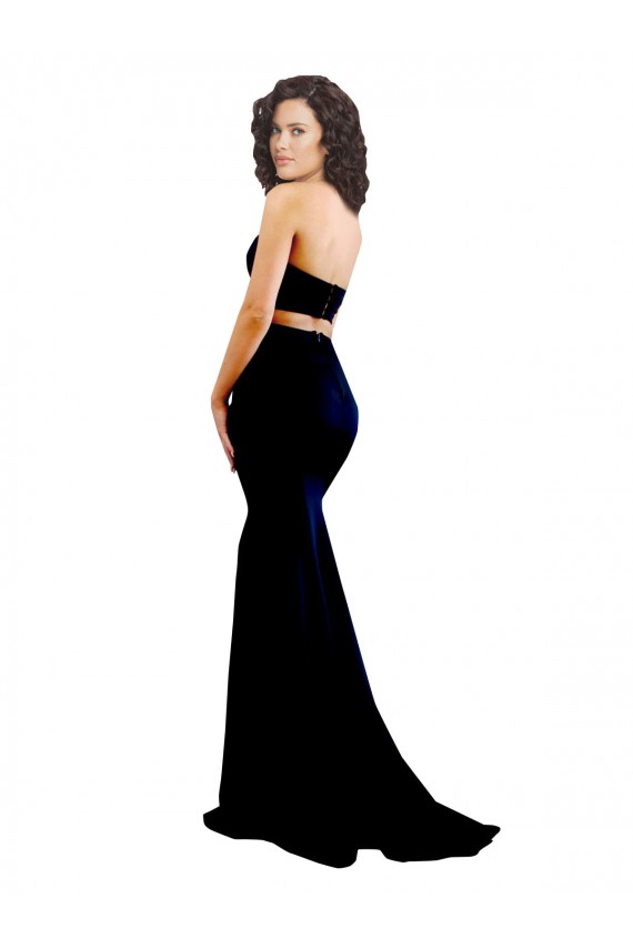 Cheapest Stretch Crepe Mermaid Long Sleeveless Low Back Prom Dresses Canada
