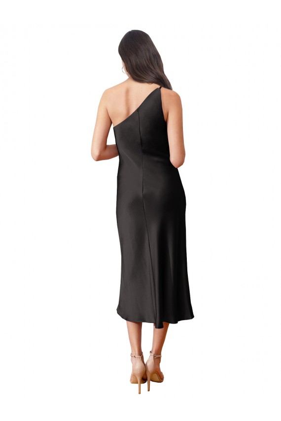 Cheapest Stretch Satin Sheath Midi Length Sleeveless Black Prom Dresses Canada